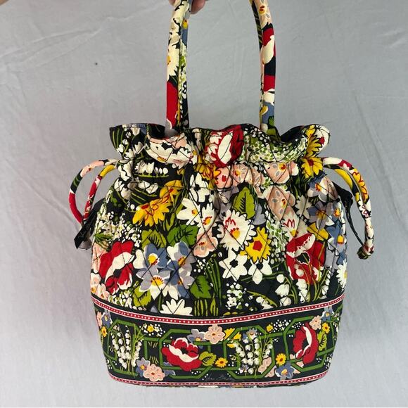 Vera Bradley Poppy Fields Drawstring Purse Top Handle Y2K Tote Mini Bag Flowers - Picture 3 of 14